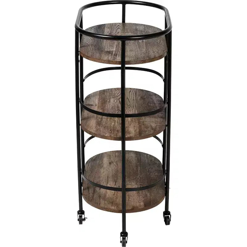 Desserte de bar ovale à trois niveaux (couleur noyer)