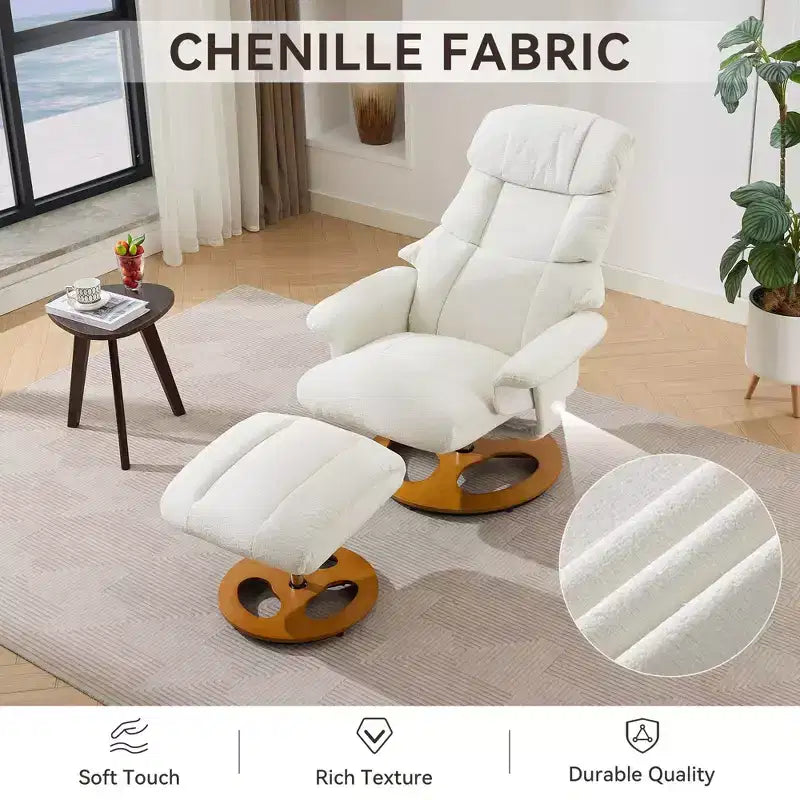 Fauteuil inclinable moderne en chenille, réglable et pivotant, avec repose-pieds