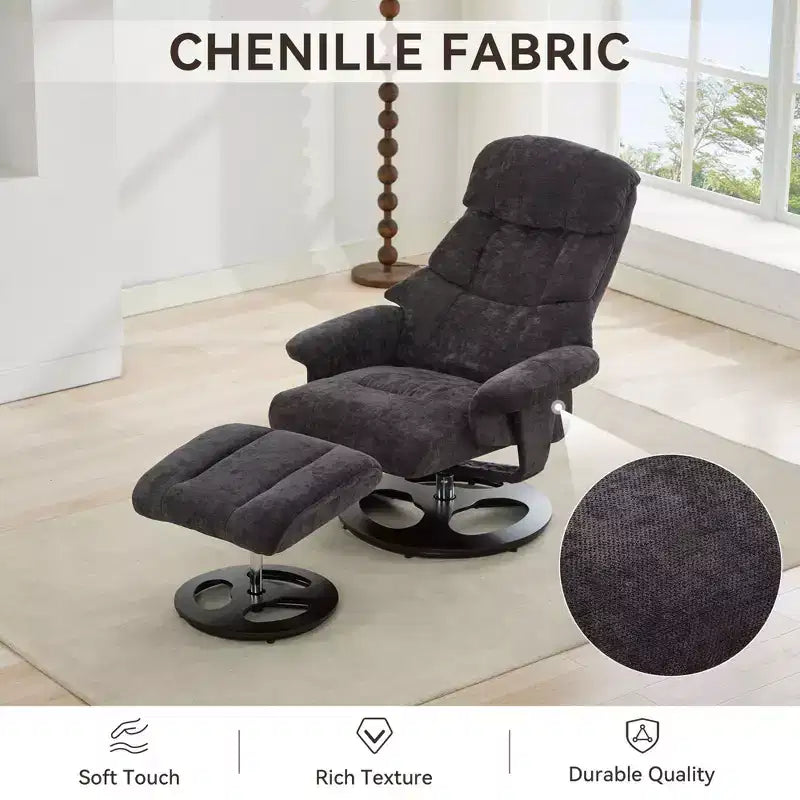 Fauteuil inclinable moderne en chenille, réglable et pivotant, avec repose-pieds