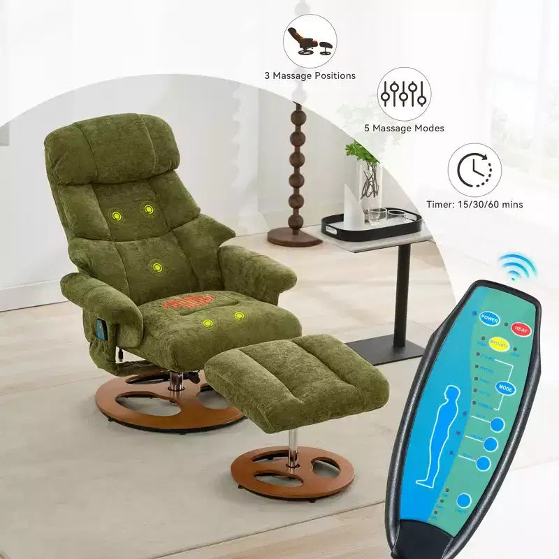 Fauteuil inclinable moderne en chenille, réglable et pivotant, avec repose-pieds
