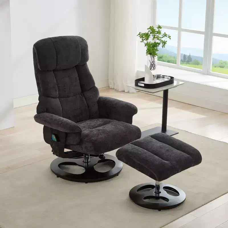 Okak Modern Chenille Adjustable Recliner Swivel Lounge Chair with Ottoman Footstool Leisure Accent Chair for Living Rooms Relaxation Areas