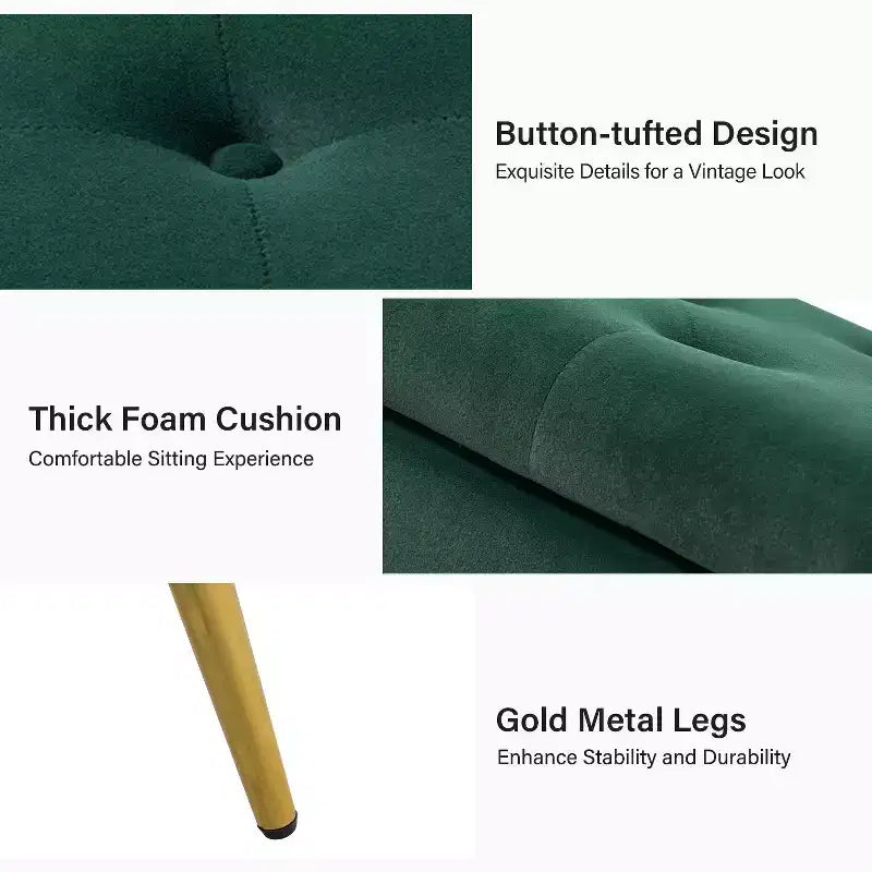 Banc de rangement, orné de rivets et d'un capitonnage à boutons