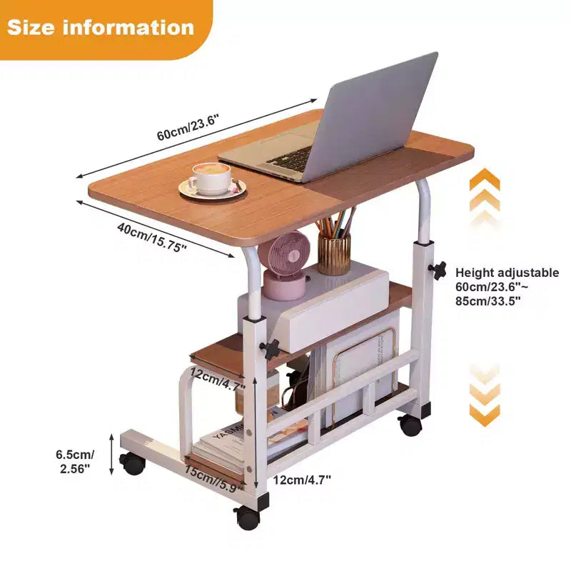 Bureau d'ordinateur mobile portable à roulettes, adapté aux petits espaces, petit bureau debout.