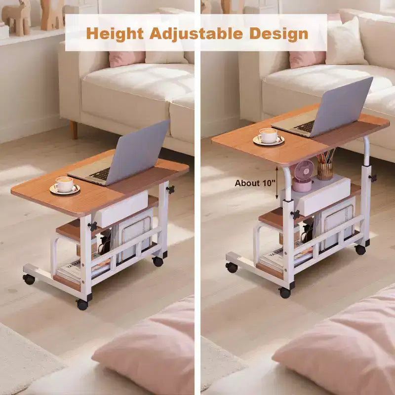 Bureau d'ordinateur mobile portable à roulettes, adapté aux petits espaces, petit bureau debout.