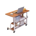 Portable Rolling Desk on Wheels Mobile Computer Desk for Small Space Small Standing Desk Adjustable Height Storage Shelves for Home Office Study