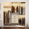 Besiost 5FT Closet Organizer System with Fabric Drawers Closet Wardrobe with Hanging Rods
