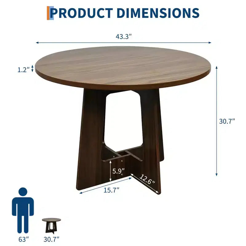 Table à manger ronde, table de cuisine en bois, piètement croisé