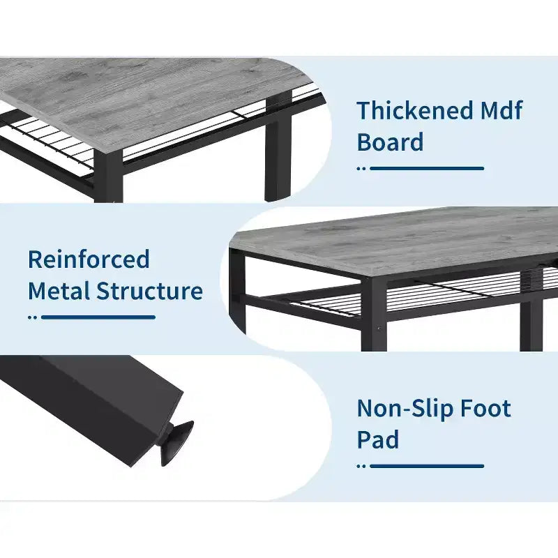 Une table à manger rectangulaire pour quatre, deux chaises et un banc