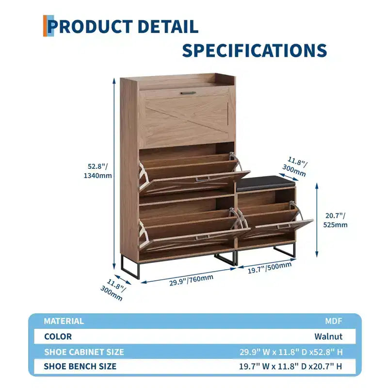 Meuble à chaussures dissimulé, étagère à chaussures en bois