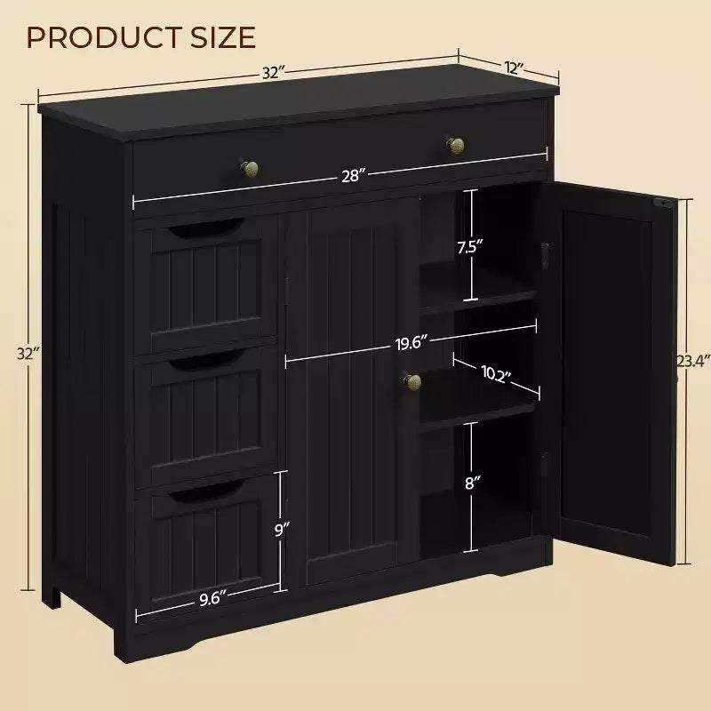 Meuble de rangement de salle de bain en bois avec étagères réglables
