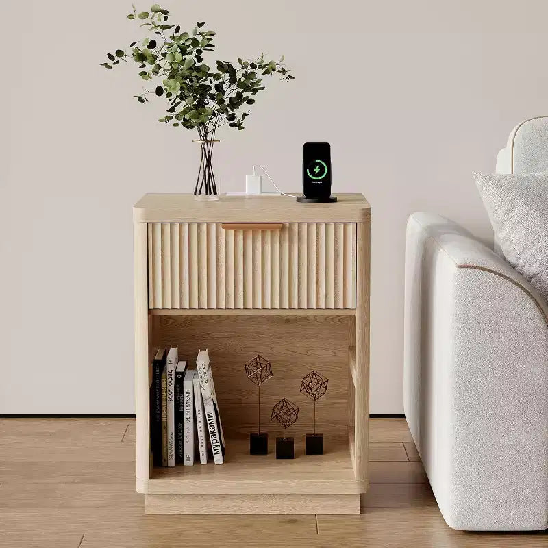 Table de chevet encastrée avec tiroirs, table de chevet de style médiéval moderne