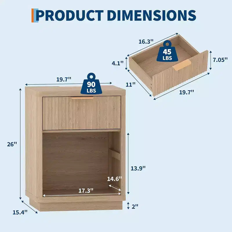 Table de chevet encastrée avec tiroirs, table de chevet de style médiéval moderne