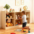 Montessori 6-Compartment Toy & Book Organizer with Adjustable Dividers Natural Finish Kids' Playroom & Classroom Shelf