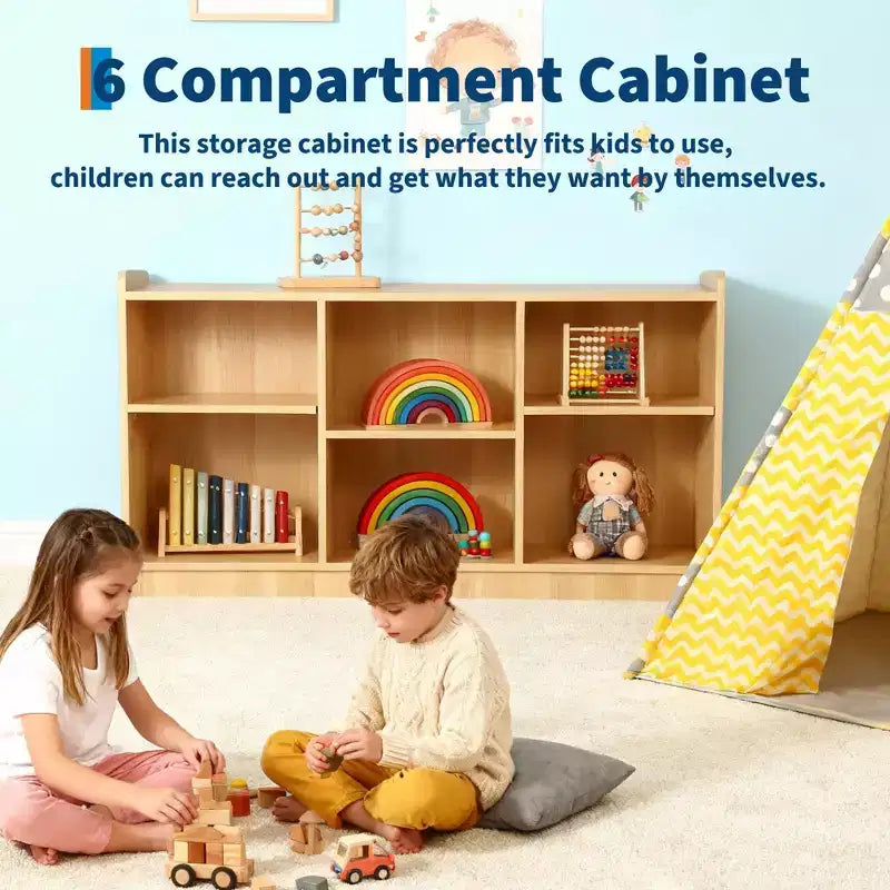 Étagère de rangement à six compartiments pour jouets et livres avec séparateurs réglables