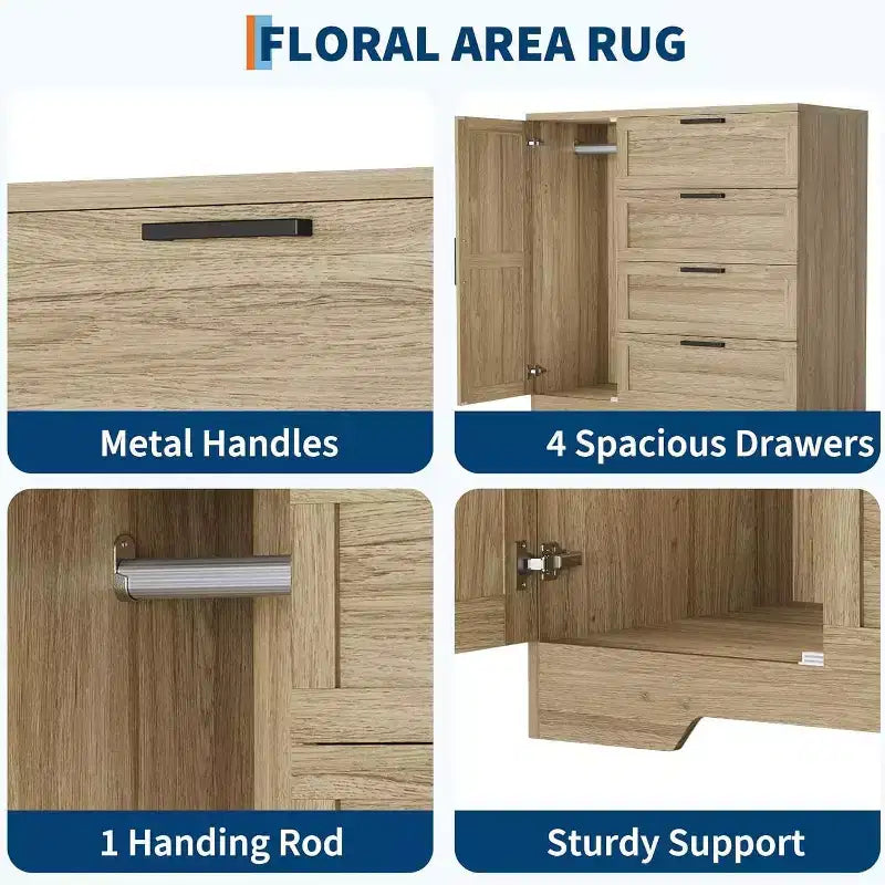 Armoire/unité de chambre en bois avec 4 tiroirs