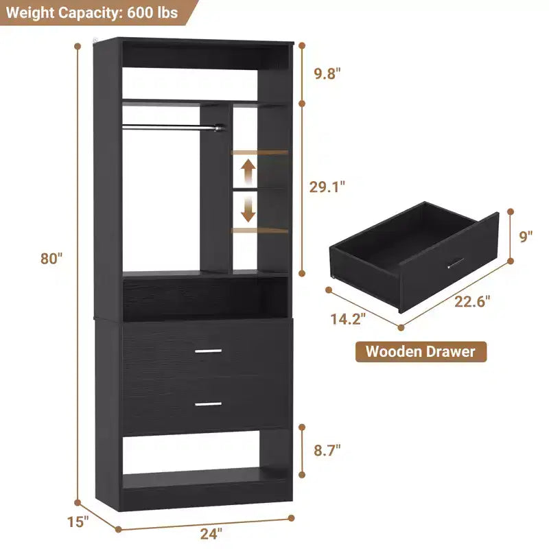 Système de rangement avec 2 tiroirs en bois