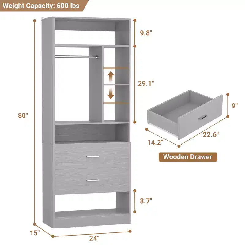 Système de rangement avec 2 tiroirs en bois