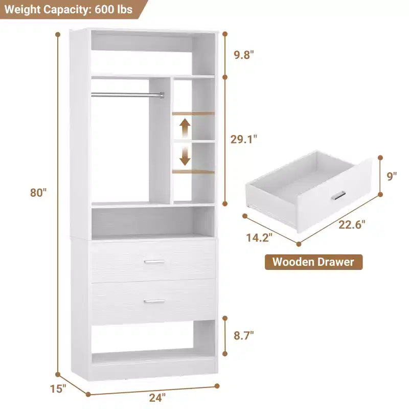 Système de rangement avec 2 tiroirs en bois