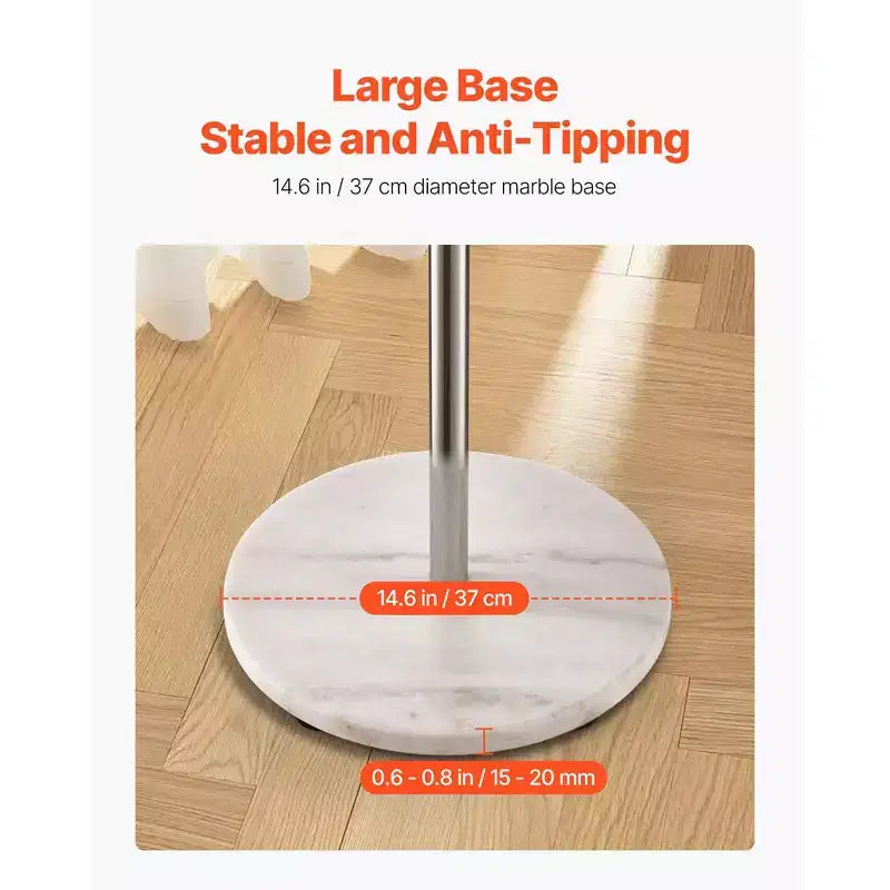 Porte-manteau sur pied avec base en marbre et 8 patères