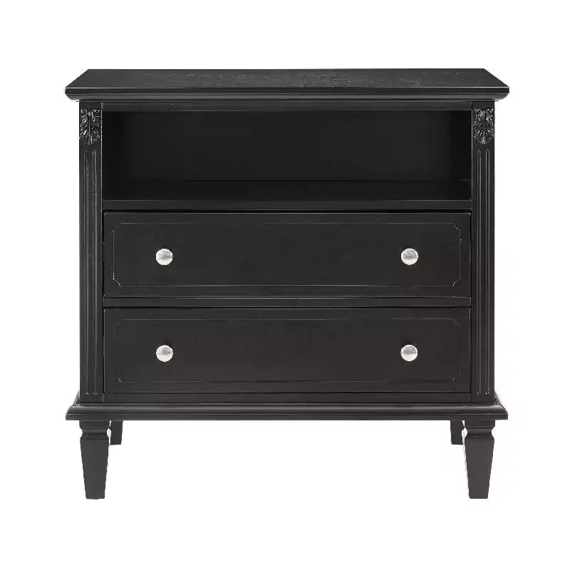 Table d'appoint/de chevet vintage avec deux tiroirs et des étagères ouvertes