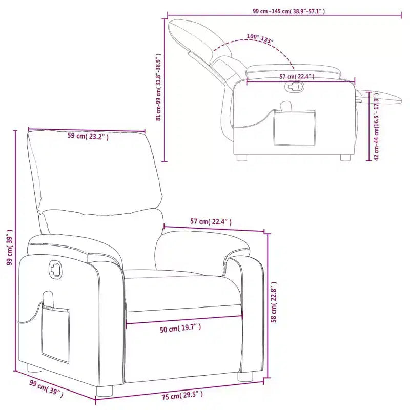 Fauteuil de massage électrique inclinable Polyester métal contreplaqué