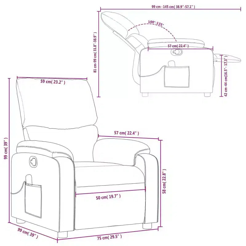 Fauteuil de massage électrique inclinable Polyester métal contreplaqué
