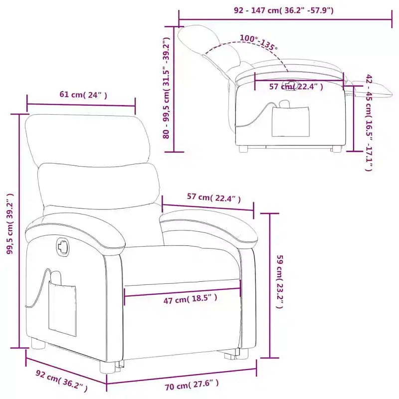 vidaXL Fauteuil inclinable releveur en tissu Fauteuil inclinable moyen