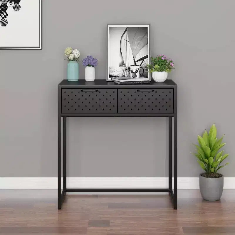 Table console Table d'entrée Table d'appoint étroite de couloir avec tiroir Acier