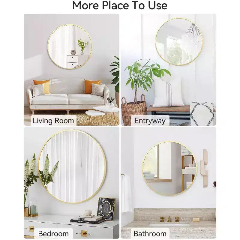 Miroir mural rond avec cadre en métal
