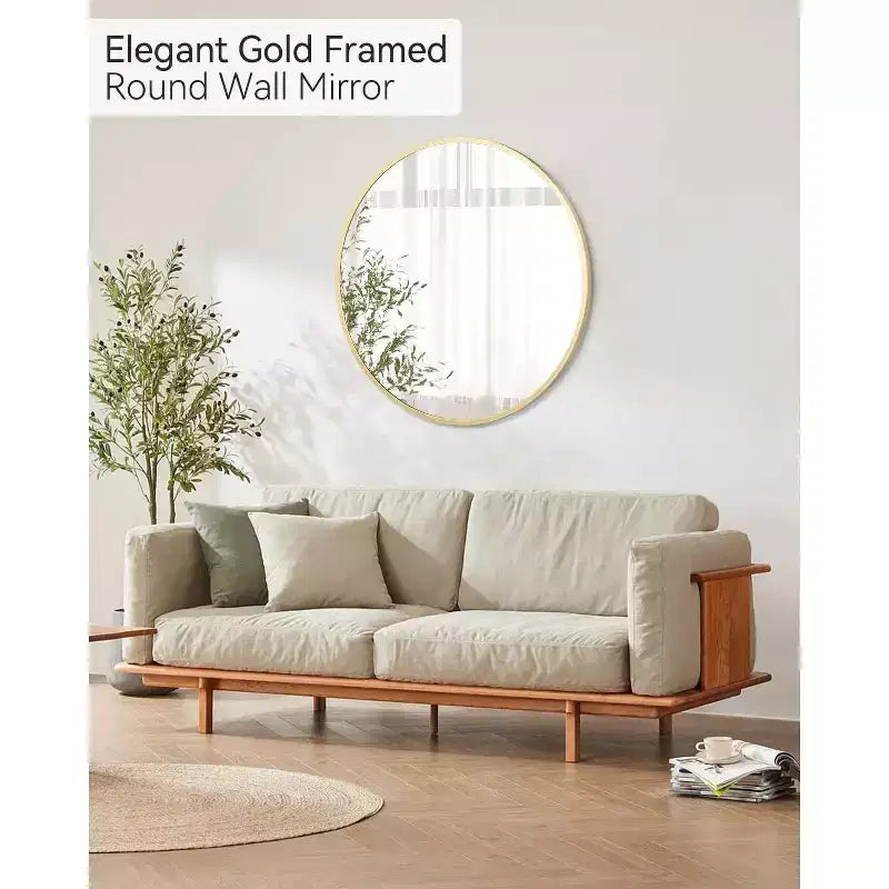 Miroir mural rond avec cadre en métal