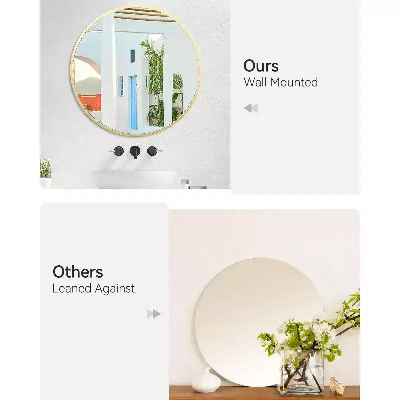 Miroir mural rond avec cadre en métal