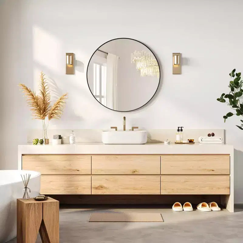Miroir mural rond avec cadre en métal