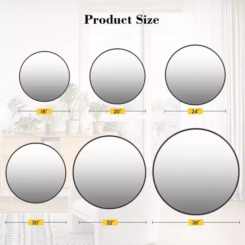 Miroir mural rond avec cadre en métal