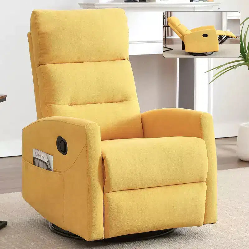 Fauteuil à bascule manuel avec fonction pivotante.