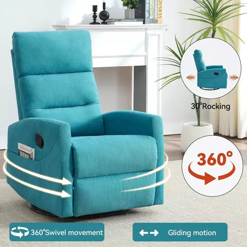 Fauteuil à bascule manuel avec fonction pivotante.