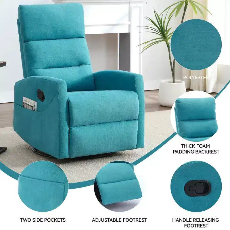 Fauteuil à bascule manuel avec fonction pivotante.