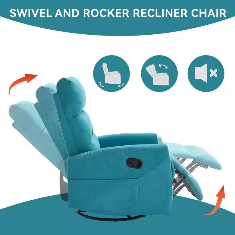 Fauteuil à bascule manuel avec fonction pivotante.