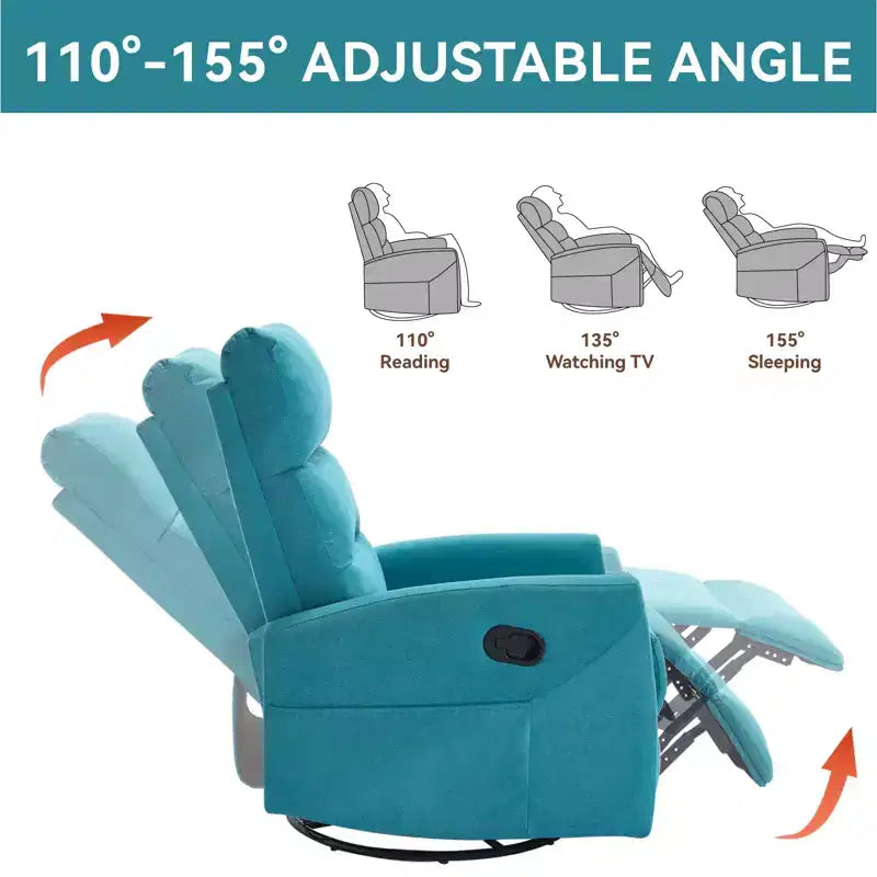 Fauteuil à bascule manuel avec fonction pivotante.