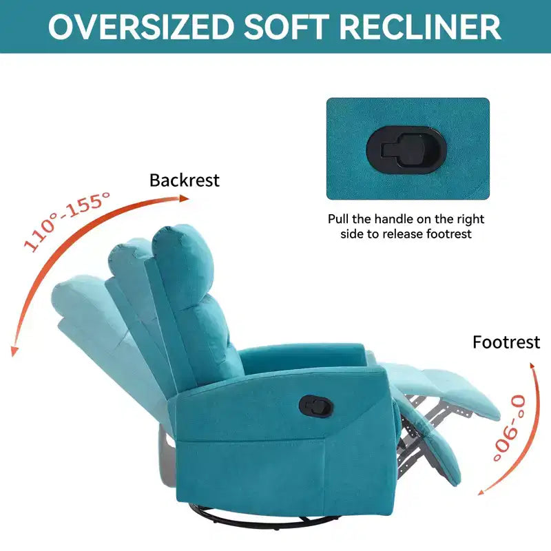 Fauteuil à bascule manuel avec fonction pivotante.