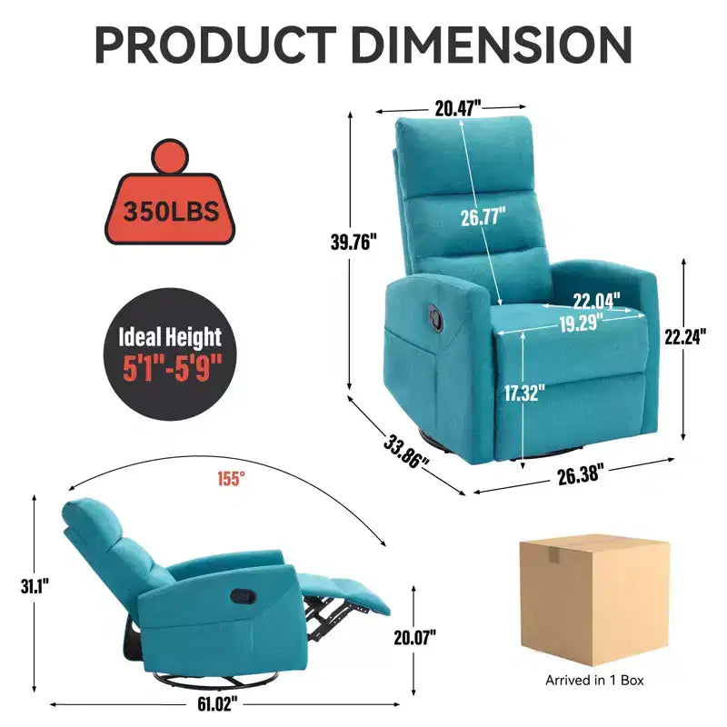 Fauteuil à bascule manuel avec fonction pivotante.