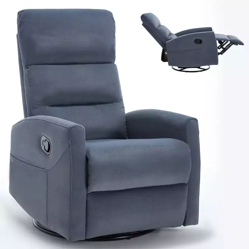Fauteuil à bascule manuel avec fonction pivotante.