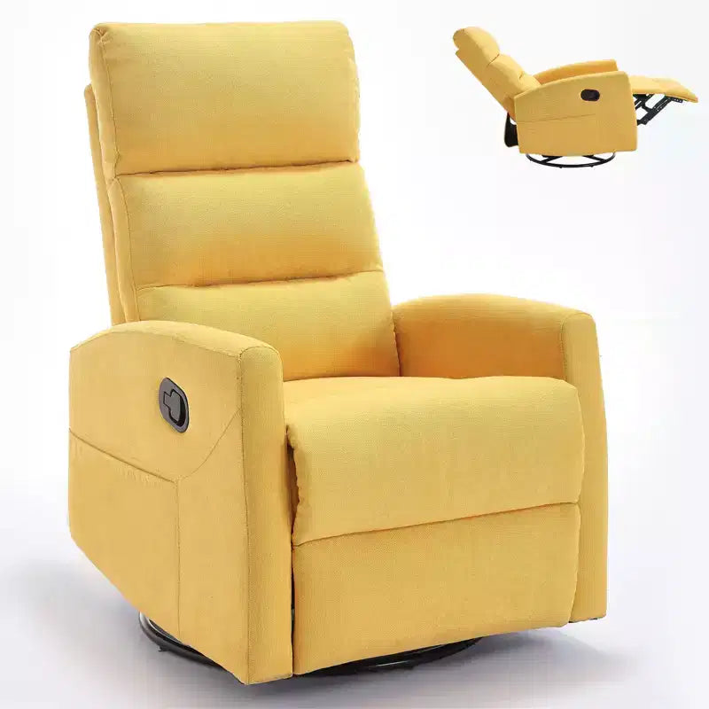 Fauteuil à bascule manuel avec fonction pivotante.