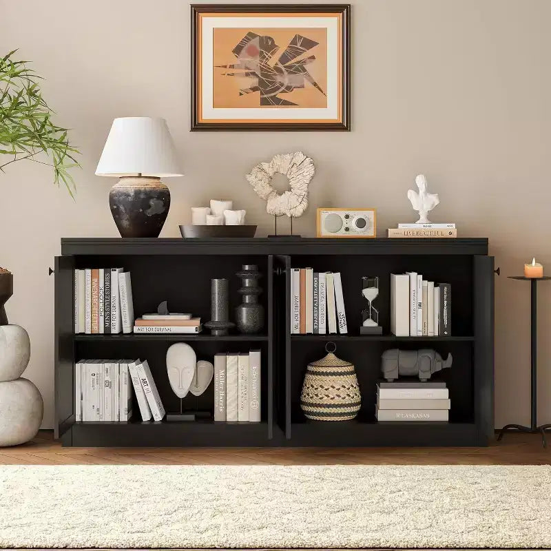 Acekool 4-Door Buffet Cabinet with Storage Anti-Tip Sideboard for Dining Room Kitchen or Office