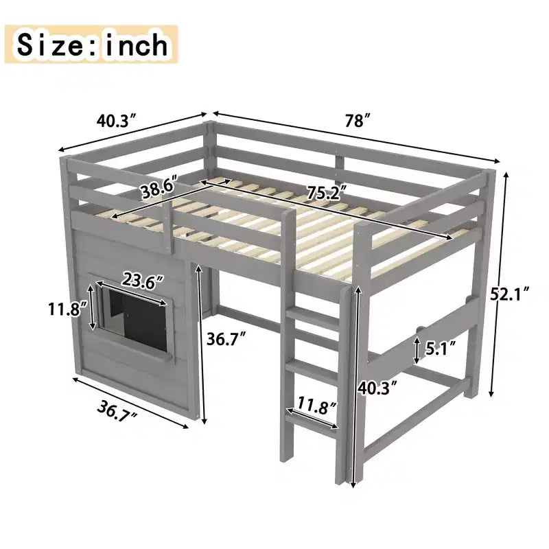 Lit mezzanine pour enfant, avec tableau noir, cadre de lit simple/double en bois