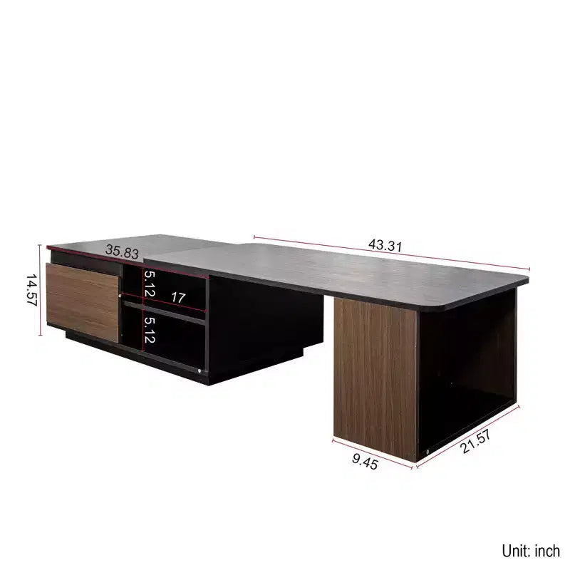 Table basse extensible avec 2 tiroirs
