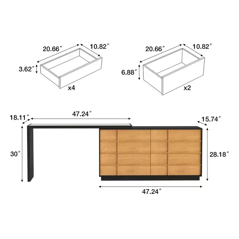 Bureau d'angle moderne extensible et rotatif