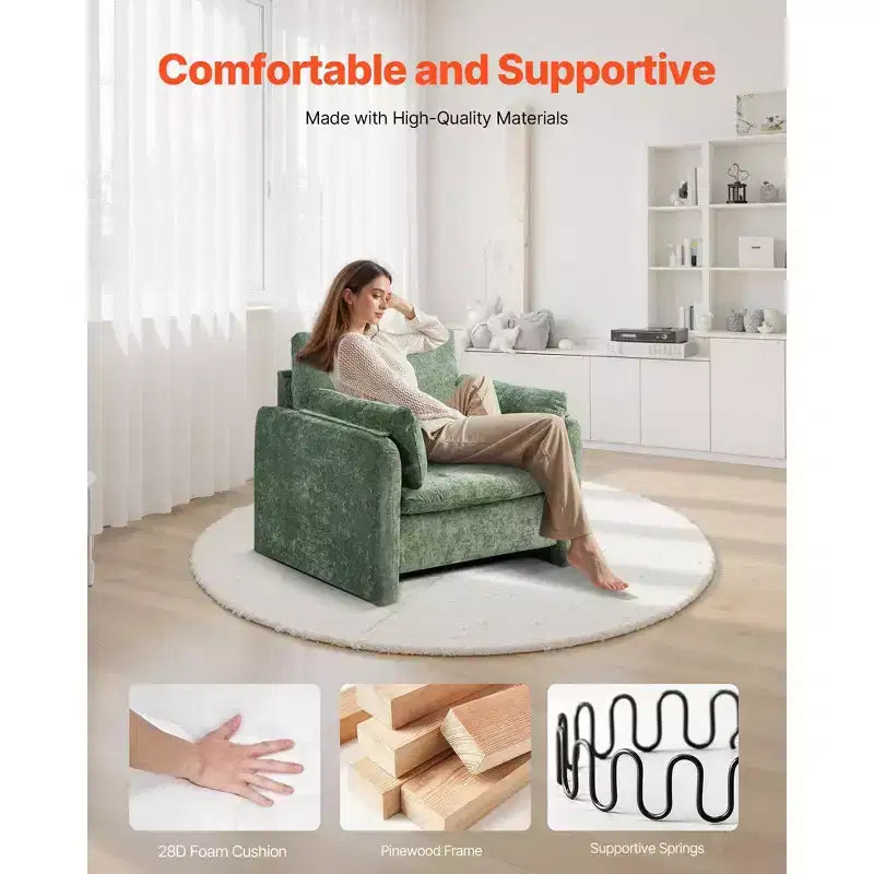 Fauteuil moderne rembourré avec coussin d'assise épais