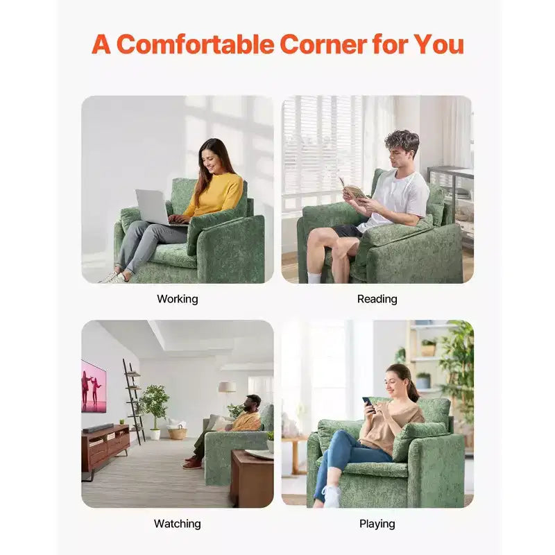 Fauteuil moderne rembourré avec coussin d'assise épais