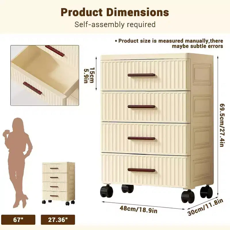 Meuble de rangement en plastique à tiroirs avec roulettes, grande armoire de rangement à tiroirs
