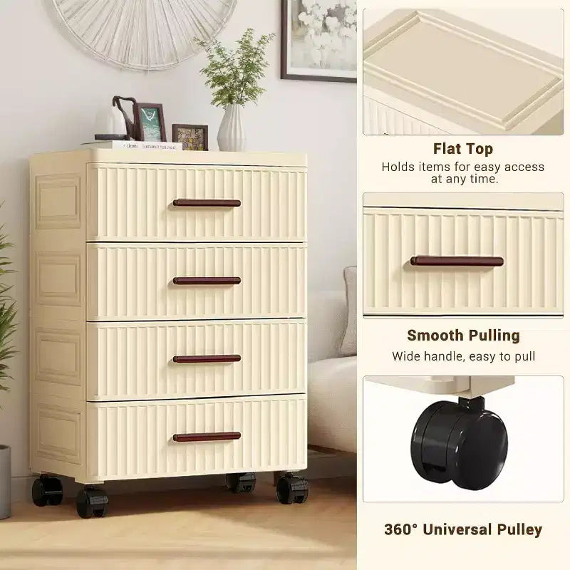 Meuble de rangement en plastique à tiroirs avec roulettes, grande armoire de rangement à tiroirs